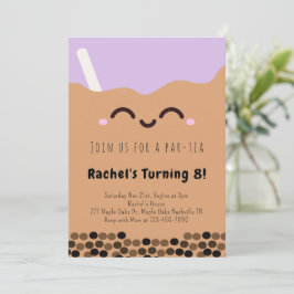 Kawaii Bubble Tea Par-tea Birthday-inbjudan Inbjudningar