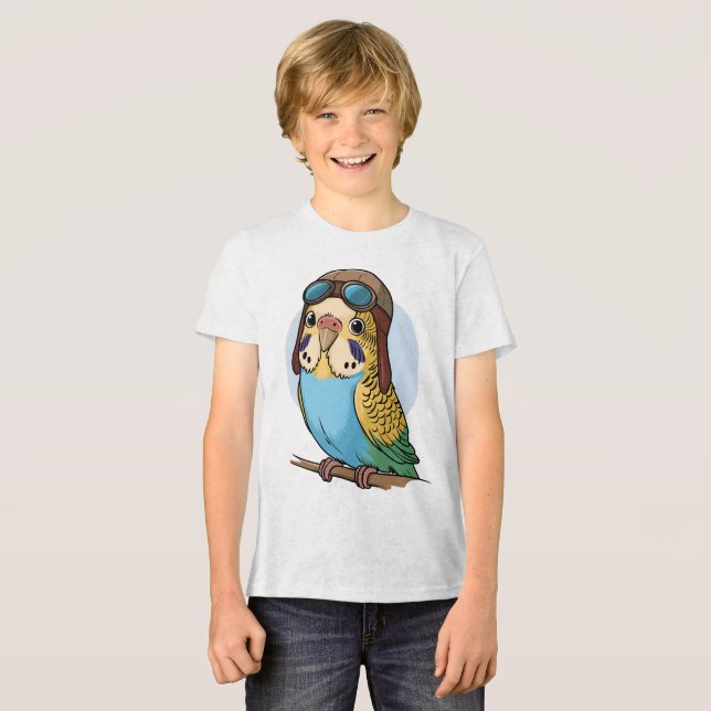 Kawaii Budgie - Cute Parakeet Bird Illustration T Shirt (Framsida Full)