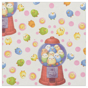 Kawaii Budgie Gumball Pastel Mönster Tyg