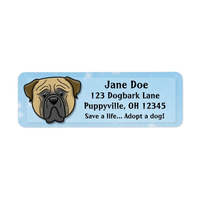 Kawaii Bullmastiff Returadress Etikett (Framsidan)