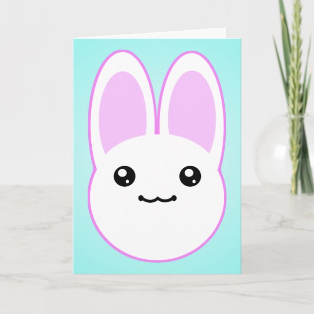 Kawaii Bunny Birthday Card Kort (Framsida)