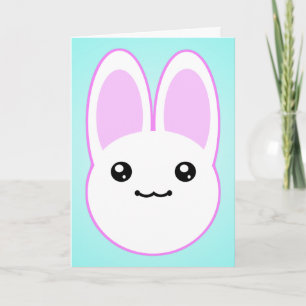 Kawaii Bunny Birthday Card Kort