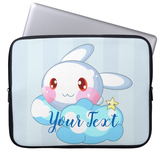 Kawaii Bunny, Cloud & Star Anpassningsbar Laptop Fodral (Framsidan)