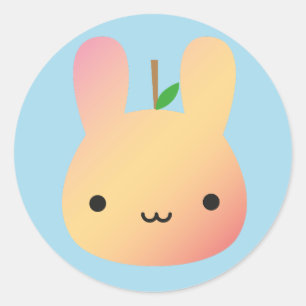 Kawaii Bunny Frukt och grönsaker - persika Runt Klistermärke