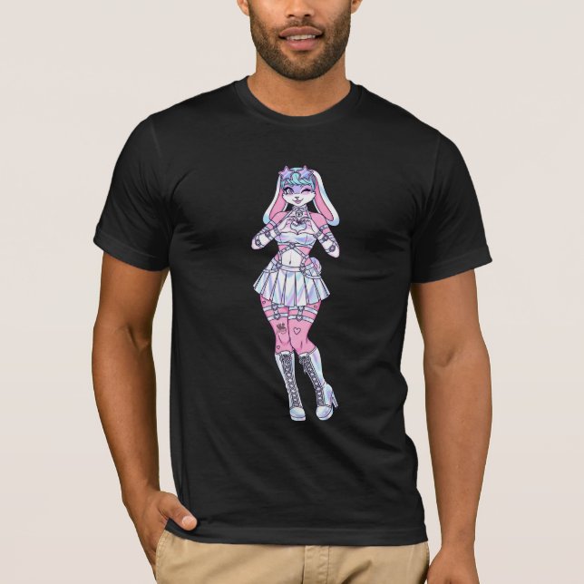 Kawaii Bunny Girl Pastel Hårig T-Shirt (Framsida)