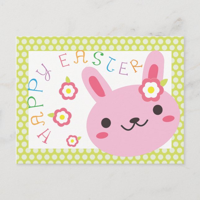 Kawaii Bunny - Glad påsk Helg Vykort (Framsida)