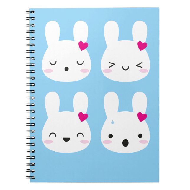 Kawaii Bunny Känslor Anteckningsbok (Framsidan)