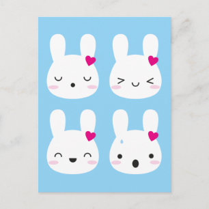Kawaii Bunny Känslor Vykort