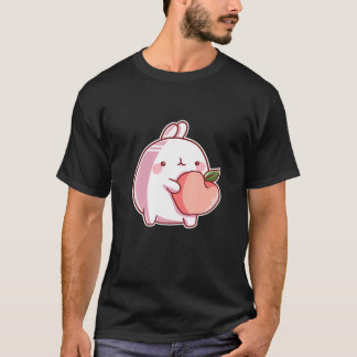 Kawaii bunny med persikor för anime och manga fläk t shirt