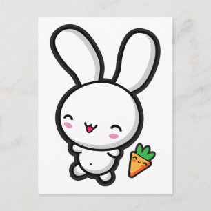 Kawaii Bunny och Carrot Vykort