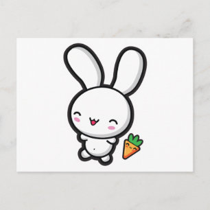 Kawaii Bunny och Carrot Vykort