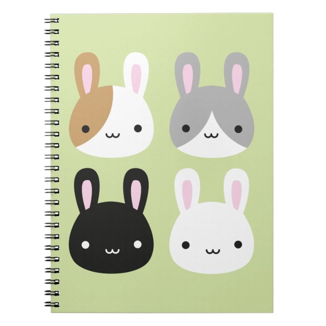 Kawaii Bunny Rabbits Anteckningsbok (Framsidan)