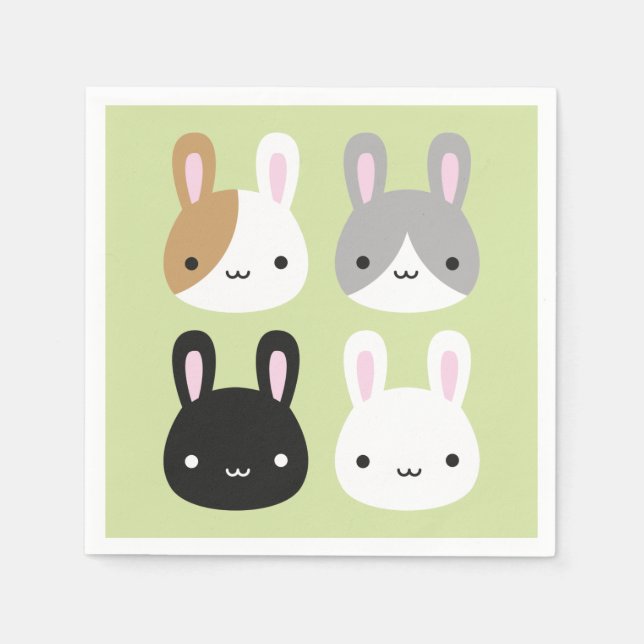 Kawaii Bunny Rabbits Pappersservett (Framsidan)