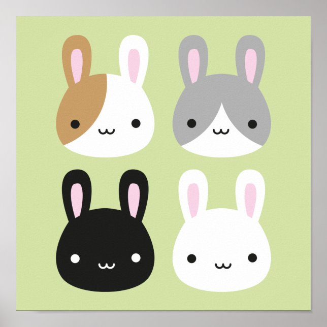 Kawaii Bunny Rabbits Poster (Framsidan)