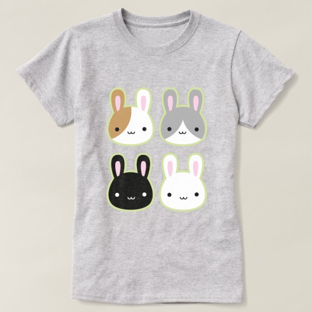 Kawaii Bunny Rabbits T Shirt (Design framsida)