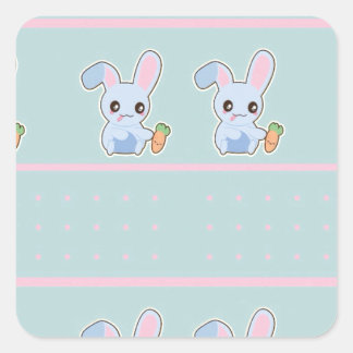 Kawaii Bunny rosa mynttillbehör personlig Fyrkantigt Klistermärke