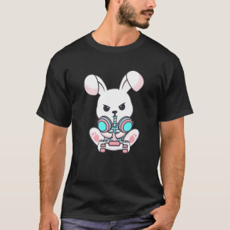 Kawaii Bunny Sipping Boba Bubble Tea Kopp som spel T Shirt