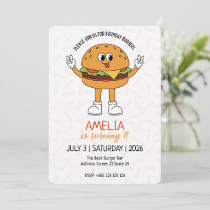 Kawaii Burger Födelsedagsfest inbjudan
