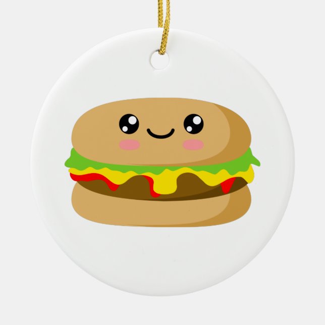 Kawaii Burger Julgransprydnad Keramik (Framsidan)