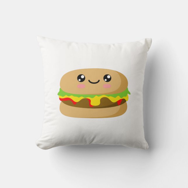 Kawaii Burger Kudde (Framsida)