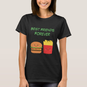 Kawaii Burger och pommes frites som är BFF T-shirt