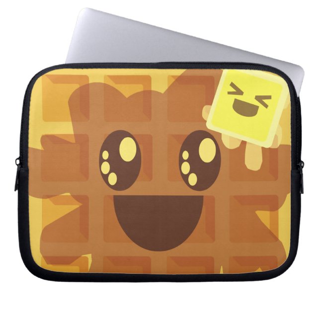 Kawaii Butter Waffle Breakfast Laptop Sleeve (Framsidan)