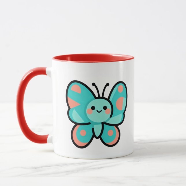 Kawaii Butterfly Coffee Mug Kitchen Office Art Mugg (Vänster)