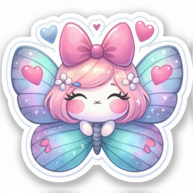 Kawaii Butterfly Klistermärken (Framsida)