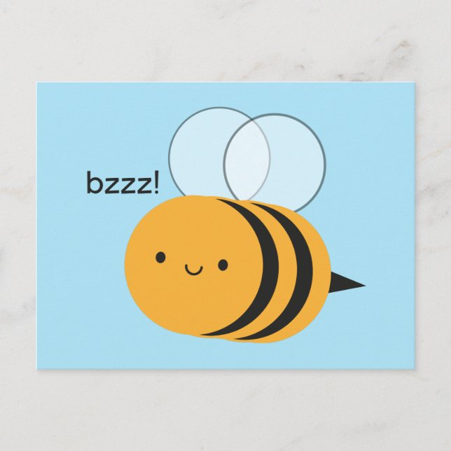 Kawaii Buzzy Humla Vykort (Framsida)