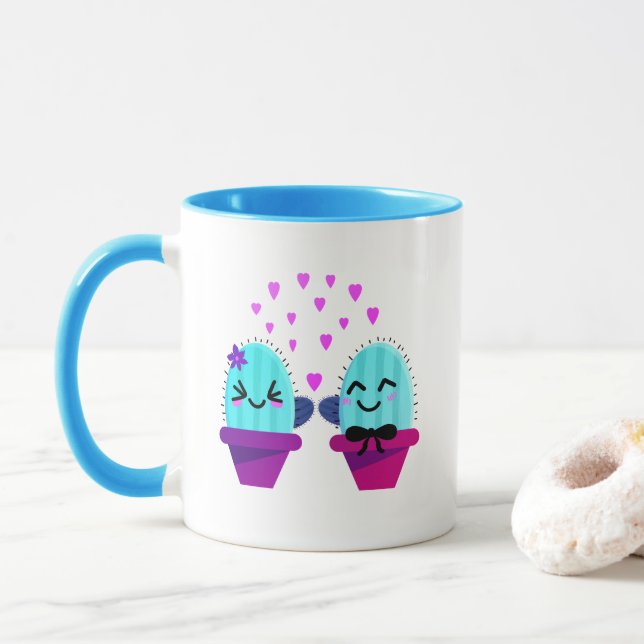 kawaii cactus kärlek mugg (Med munk)