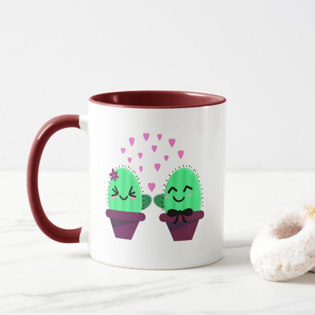 kawaii cactus kärlek mugg (Med munk)