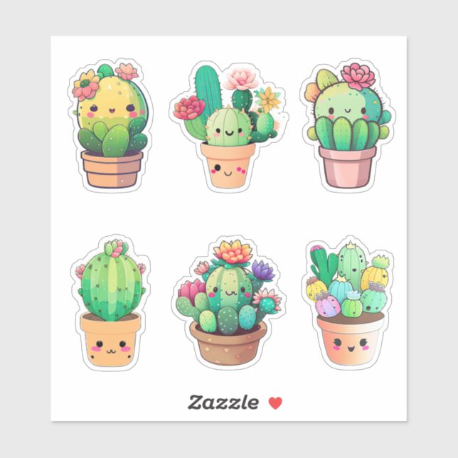 Kawaii Cactus Klistermärken (Ark)