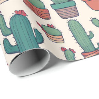 Kawaii Cactus Mönster Design Presentpapper