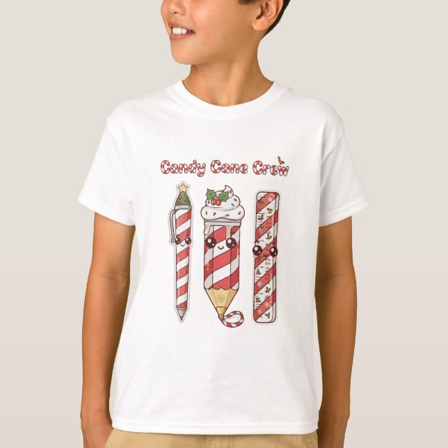Kawaii Candy Cane Crew | Mysiga Julskolan T Shirt (Framsida)