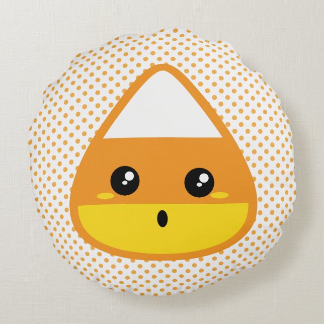 Kawaii Candy corn Round Pillow Rund Kudde (Baksidan)