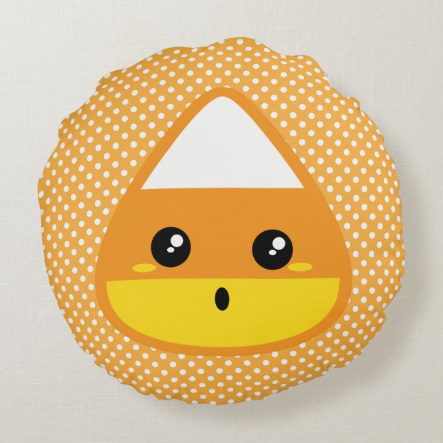 Kawaii Candy corn Round Pillow Rund Kudde (Baksidan)