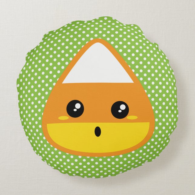 Kawaii Candy corn Round Pillow Rund Kudde (Baksidan)