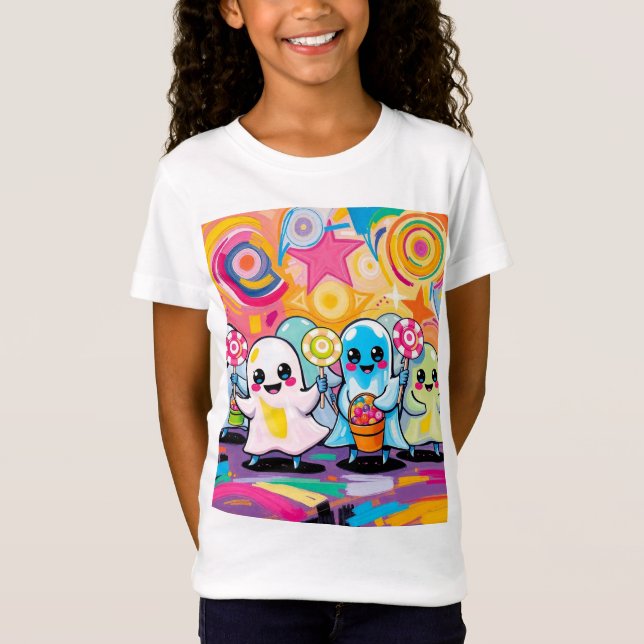 Kawaii Candy Parad Colorful Cute Tecknad T Shirt (Framsida)