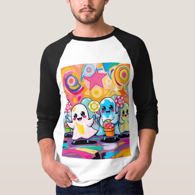 Kawaii Candy Parad Colorful Cute Tecknad T Shirt (Framsida)