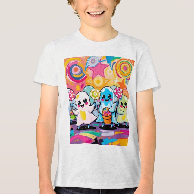 Kawaii Candy Parad Colorful Cute Tecknad T Shirt (Framsida)