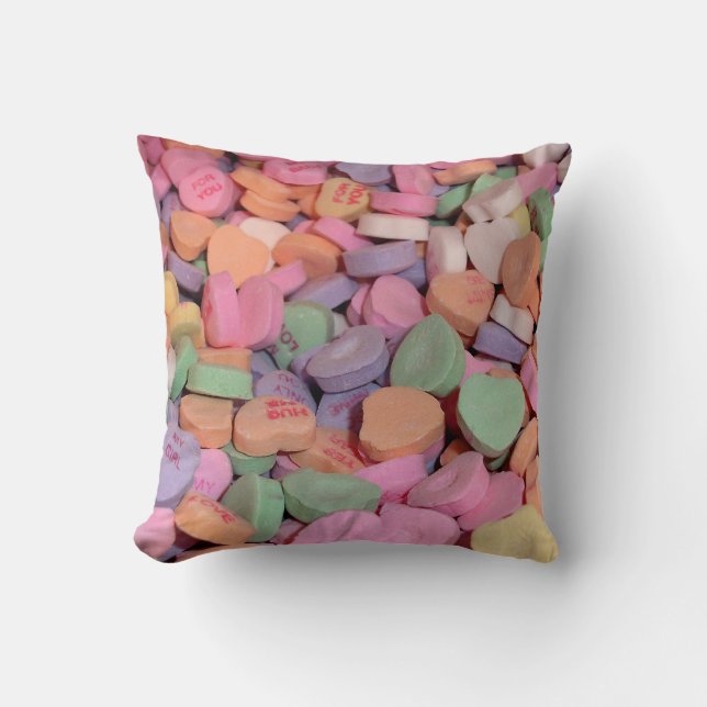 Kawaii Candy Valentine Conversation Hearts Kudde (Framsida)