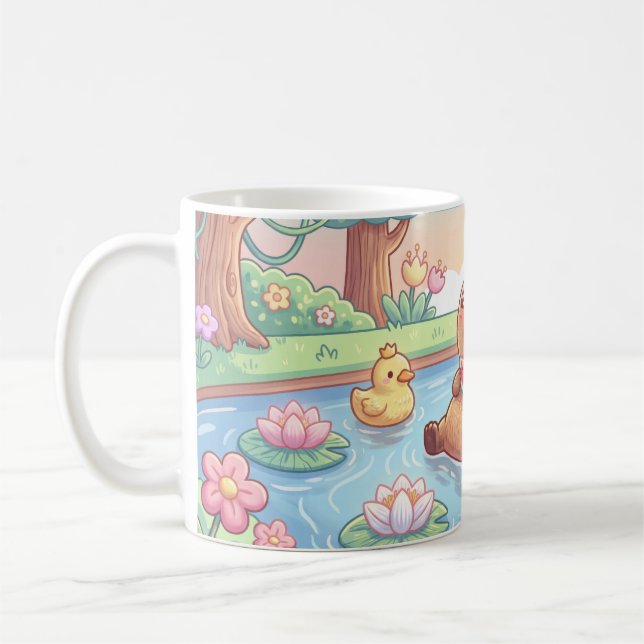 Kawaii capy in a pond kaffemugg (Vänster)