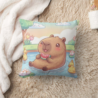 Kawaii capy in a pond kudde