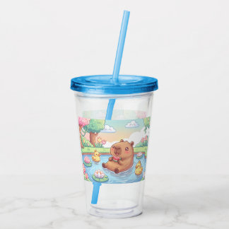 Kawaii capy in a pond take away mugg