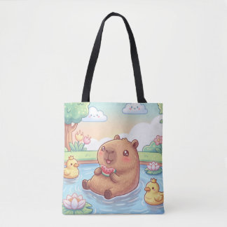 Kawaii capy in a pond tygkasse