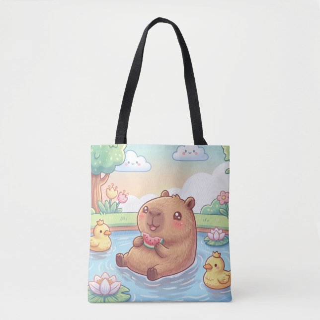 Kawaii capy in a pond tygkasse (Framsida)