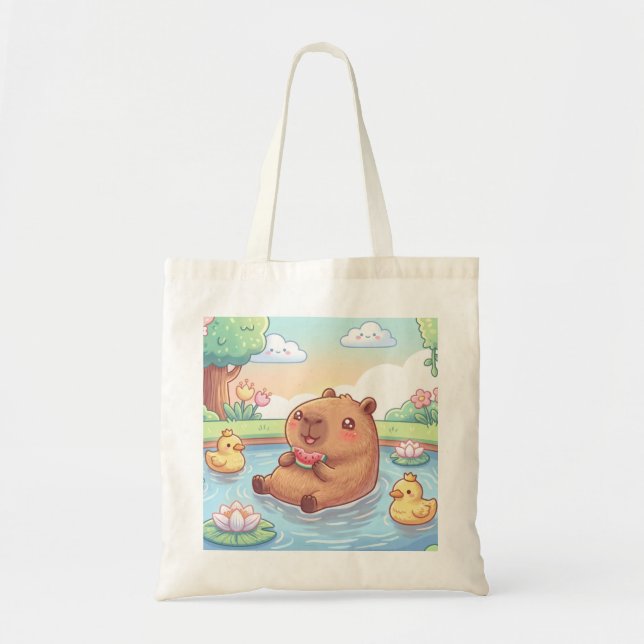 Kawaii capy in a pond tygkasse (Framsidan)