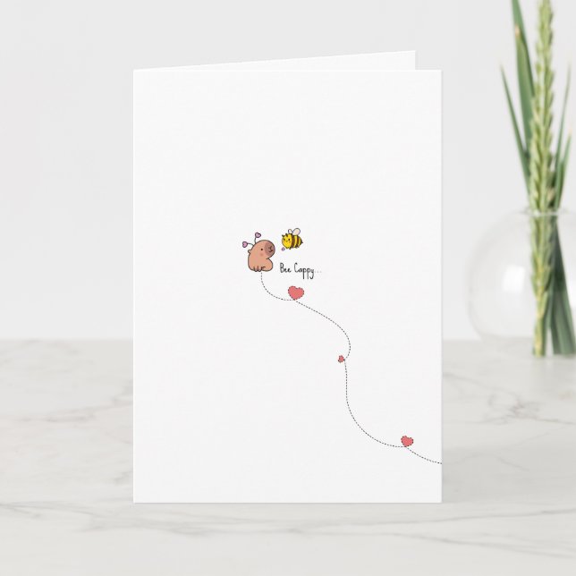 Kawaii Capybara Bip Pun Valentinekort Kort (Framsida)