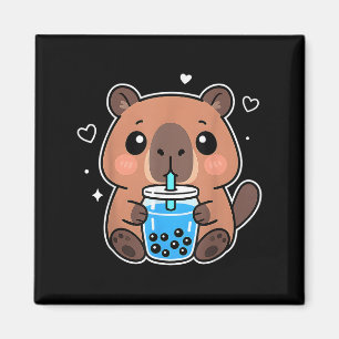 Kawaii Capybara Boba Drink Japansk Cute Anime Cap Magnet