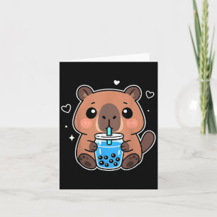 Kawaii Capybara Boba Dryck Japansk Söt Anime Keps Kort